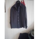Chemise noire rayée violette manche longue taille 41 / 42 Chemise noire rayée violette manche longue taille 41 / 42