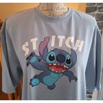 Chemise de nuit bleu ciel stitch � grandes poches