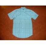 Chemise popeline  carreaux bleu ciel blanche porte