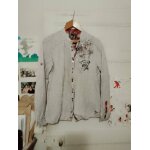 Chemise rayée blanche / grise perles colorées 38 m desigual Chemise rayée blanche / grise perles colorées 38 m desigual