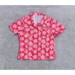Chemise rose � fleurs jaunes vintage 90's c&a 9 ans, tr�s bon �tat