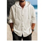 Chemise sweat jersey blanc a capuche gilet manches longues boutons pull xxl mixte homme femme fermeture ...