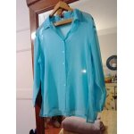 Chemise translucide bleue claire 42 / 44 blanche porte.