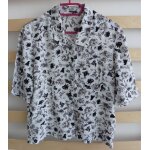 Chemisier blanc � fleurs noires et grises. promod. taille 38
