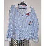 Chemisier bleu ciel et blanc � rayure tissaia taille 14ans