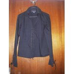 Chemisier col v, dcollet plongeant,  lacet jennyfer, taille 36, coloris noir, fermeture lacet sur ...