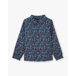 Chemisier manches longues bleu canard À imprimé fleuri col montant enfant fille (sergent major) Chemisier manches longues bleu canard À imprimé fleuri col montant enfant fille (sergent major)