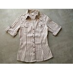 Chemisier ray� beige, kaki, vert taille 38 cama�eu