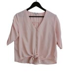 Chemisier rose pale. manches a fronces. jennyfer. polyester. taille l