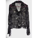 Chemisier en voile beige et noir. imprim� fleurs. burton. polyester. taille 38 / 40