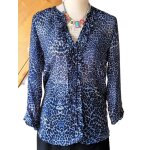Chemisier zara taille 38 tons noir et bleu style panthre polyester