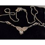 Collier argent et onyx de zirconium pandora vintage