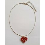 Collier cacharel coeur rouge nacre et strass cristal collection rare pendentif et chaine femme r�glable ...