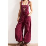 Combinaison ample couleur rouge style boh�me effet jean