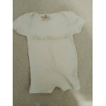 Combinaison blanche motifs cousus verts 6 mois vintage ann�es 90 du pareil au m�me.
