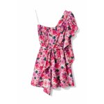 Combinaison short fleurie rouge / rose asym�trique shein taille s / 36