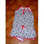 Combinaison short de nuit sans manche blanche et rouge avec motifs animaux : lapins, daims, cureuils ...
