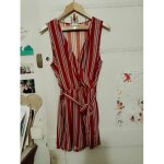 Combinaison short ray�e rouge / blanc 36 s jennyfer.