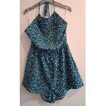 Combishort � dos nu vert fleuri