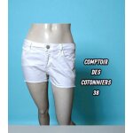 Comptoir des cotonniers taille 38 short blanc liseret jaune gris en jeans Comptoir des cotonniers taille 38 short blanc liseret jaune gris en jeans