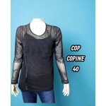 Cop copine taille 40 haut top tee shirt manches longues gris fonc femme