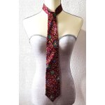 Cravate chanel soie tons bordeaux avec motifs multicolores