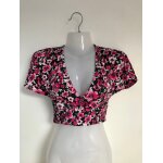 Croptop xs 34 divided h&m imprim fleuri  nouer dos semi dos nu manches courtes chauve souris