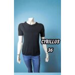 Cyrillus taille 36 haut top polo manches courtes noir femme tee shirt top