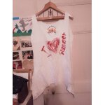 Débardeur asymétrique blanc imprimé rouge 42 xl desigual. Débardeur asymétrique blanc imprimé rouge 42 xl desigual.
