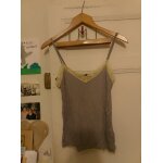 Dbardeur gris col et bas dentelle jaune 40 l naf naf.