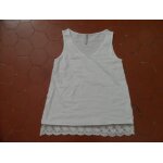 D�bardeur jersey coton blanc et dentelle blanche porte