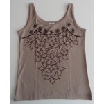 Dbardeur marron  perles de rocaille violette et rose. etam. taille 38