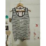 D�bardeur ray� blanc / noir strass cousus argent�s 42 xl desigual.