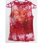 D�bardeur rouge. imprim� multicolore. fleurs. paillettes. sequins. promod. taille 36