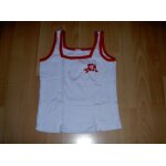 Dbardeur sans manche col carr blanc et orange motif fleur rouge orchestra taille 10 ans