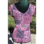 D�bardeur / t shirt promod en voile, non transparent, imprim� ds differentes couleurs de rose et violine. ...