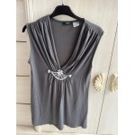 D�bardeur / top gris bijoux taille 40 la redoute cr�ation