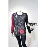Desigual taille 40 haut top tee shirt manches longues gris noir rouge