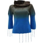 Diesel - pull fashion  col roul en laine marron et bleu dgrad gradient taille m