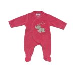 Dors bien. pyjama. grenouillere rose a manches longues. elephant. feuilles. noukie's. taille 1 mois. ...