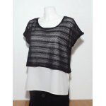 Double top / tunique / tee shirt ecru avec son top court noir ajouré - camaieu Double top / tunique / tee shirt ecru avec son top court noir ajouré - camaieu