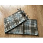 charpe  franges carreaux beiges et bleus clairs marque c&a canda
