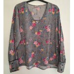 Élégante blouse fleurie À manches longues avec col en v Élégante blouse fleurie À manches longues avec col en v