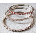 Ensemble de 3 bracelets vintage rigides maty - intrieur plaqu argent - extrieur serti de pierres synthtiqu ...