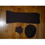 Ensemble echarpe bonnet et gants marron uni sergent major taille 12 ans Ensemble echarpe bonnet et gants marron uni sergent major taille 12 ans