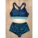 Ensemble de pole dance sirene bleu ecailles short xs 34 et brassiere s rembour� 36 - neuf - envoi tr�s ...