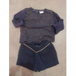 Ensemble short + t - shirt marine / dor tape  l'oeil - 12 mois
