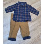 Ensemble tape � l'?il pantalon chino et chemise � carreaux marron et bleu marine taille 3 mois