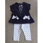 Ensemble tunique + legging marine / blanc grain de blé - 6 mois Ensemble tunique + legging marine / blanc grain de blé - 6 mois