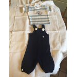 Ensemble vêtement clayeux comprenant 1 salopette et 1 tricot 6 mois bleu Ensemble vêtement clayeux comprenant 1 salopette et 1 tricot 6 mois bleu